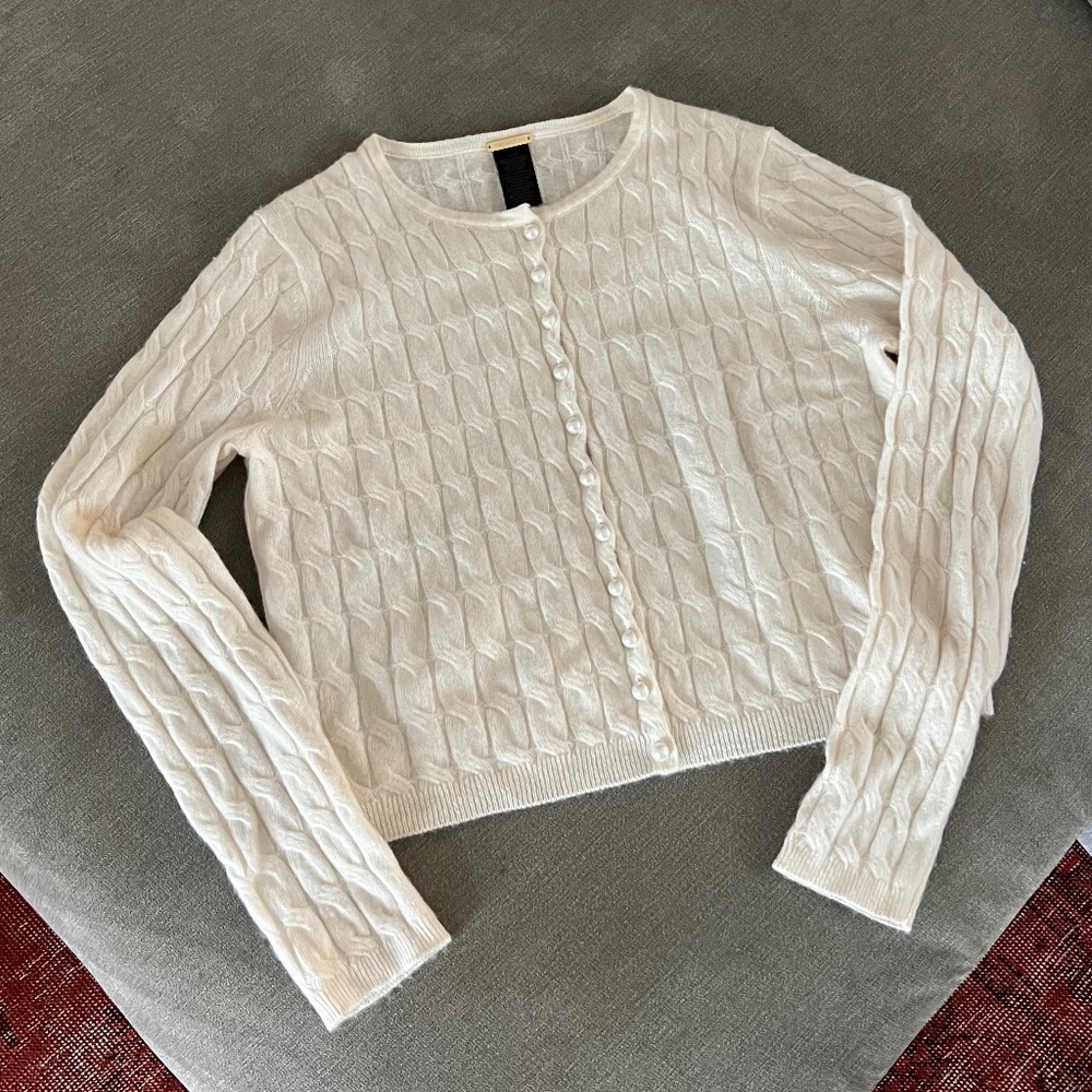 Cashmere Crop Cardigan Size S Cream